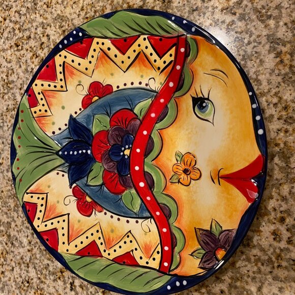 2 Laguna by Corsica Ceramic Embossed Fish Plates 10" & 11" dia. Handpainted NEW - Picture 9 of 9